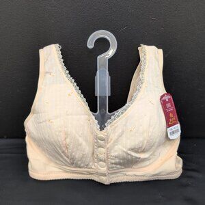 Fashion Front Closure V Neck Wide Straps Wireless T Shirt Bra Size 48/110 Nude